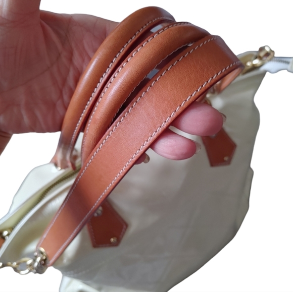 Calvacanti Italy Cream Ivory Patent Leather Satchel Tote Shoulder Bag - Picture 11 of 16